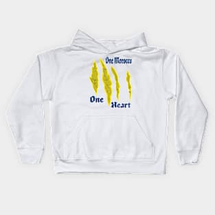 One Heart One Morocco Heartbeat of Unity: Embracing One Morocco Kids Hoodie